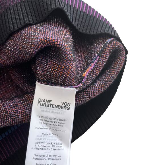 Diane von Furstenberg Iggy Geometric Knit Wool Blend Crewneck Pullover Sweater - Picture 6 of 8